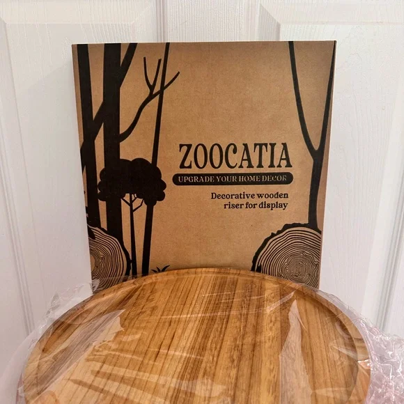 HOME DECOR ~ Round Wooden Decor Tray Water Resistant Handcrafted 12” Diameter - Picture 3 of 9